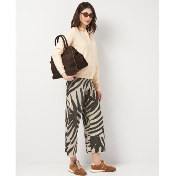 Zara Lurex Leaf Print Pants - Picture 2 of 7